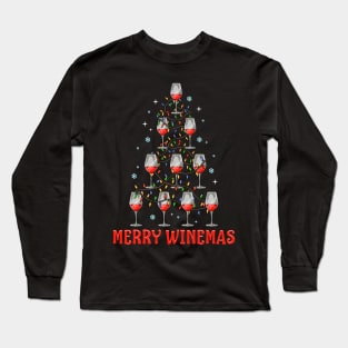 Merry Winemas. Funny Christmas Sweatshirt for Wine Lovers. Long Sleeve T-Shirt